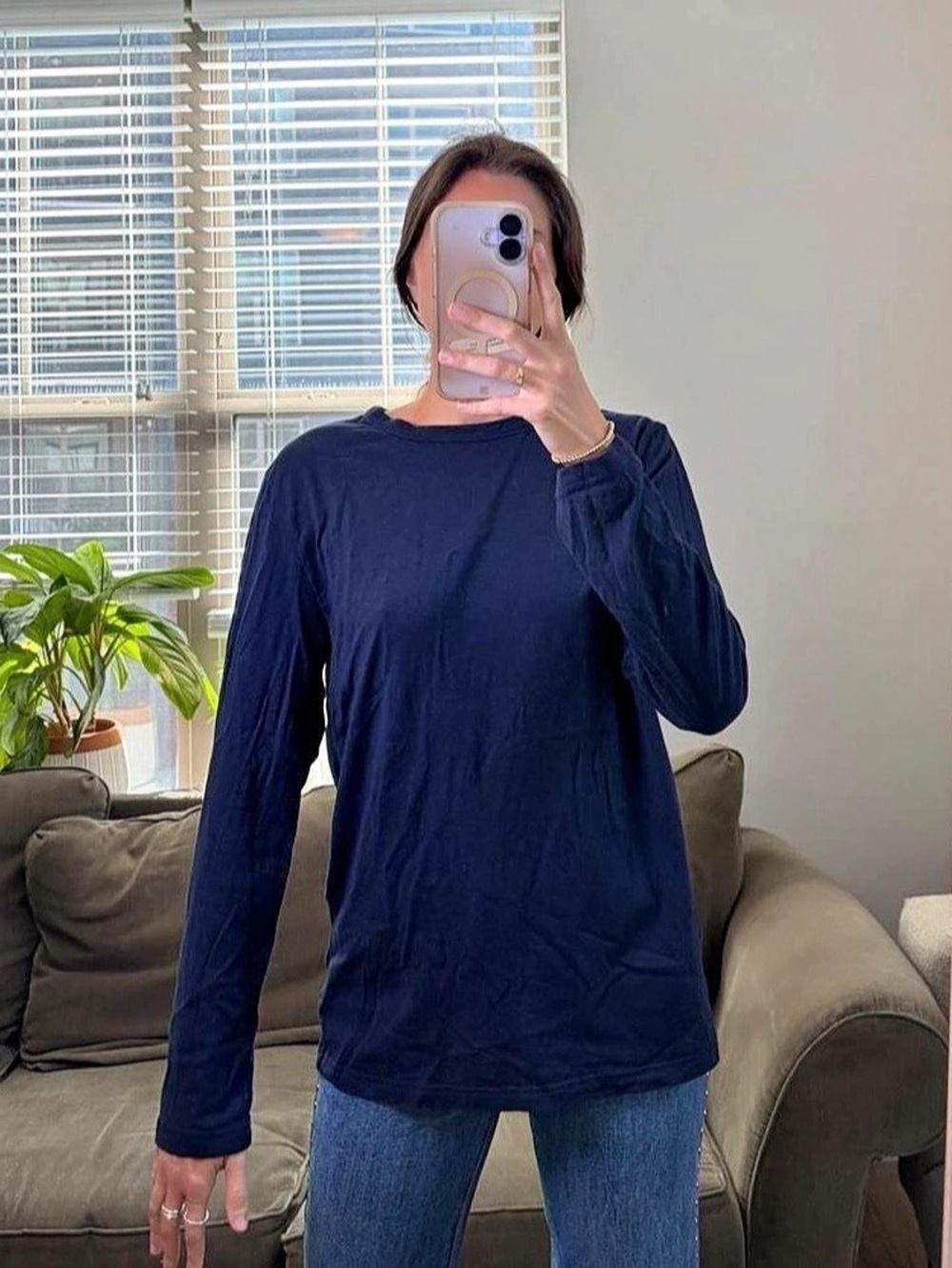 Quince navy long sleeve tee